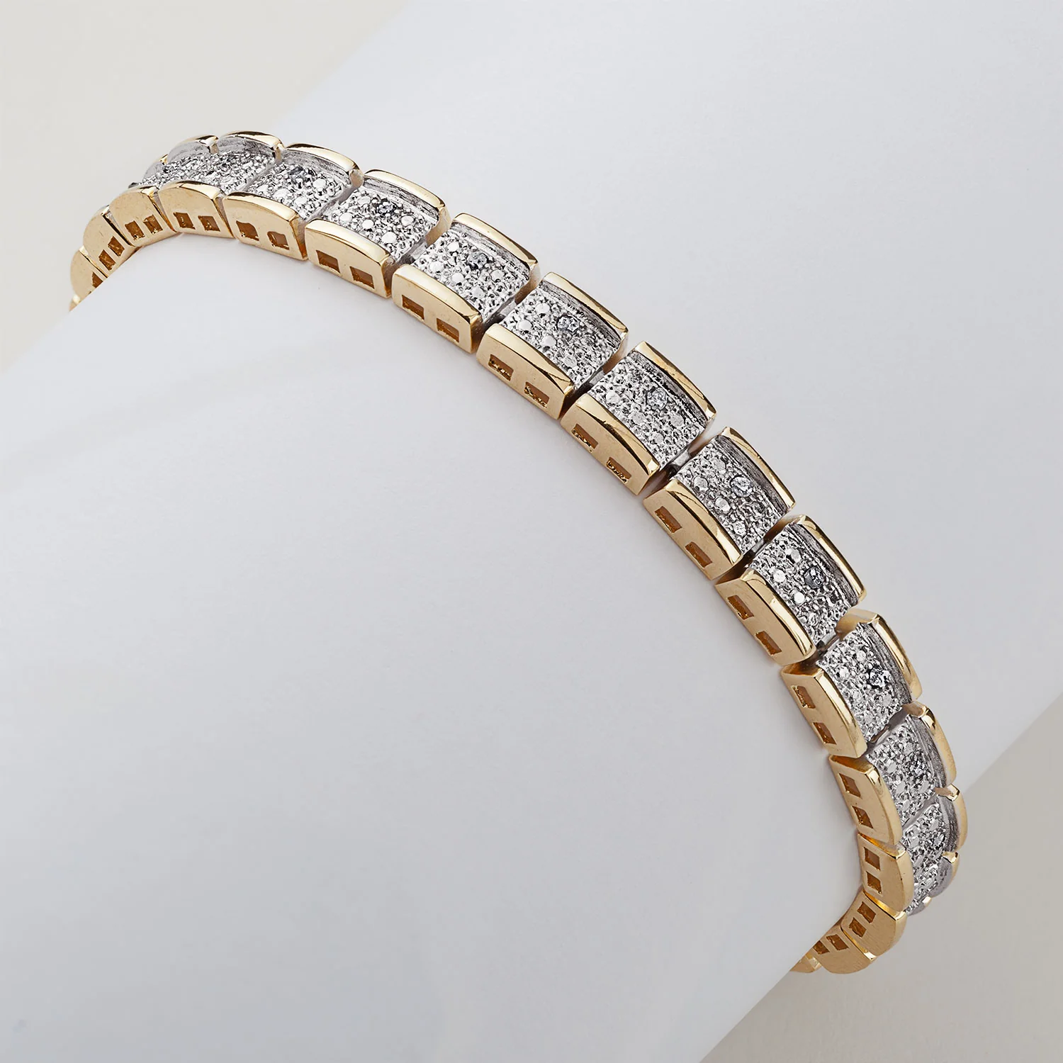 1/4 Carat Genuine Diamond Two-Tone Glamour Tennis Bracelet 7 in - Image 3
