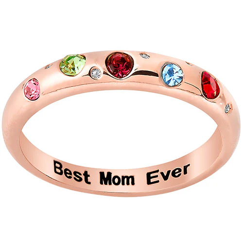 14K Rose Gold Plated Personalized Birthstone Etoile Ring