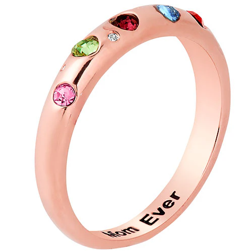 14K Rose Gold Plated Personalized Birthstone Etoile Ring - Image 2