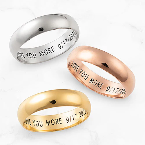 14K Gold over Sterling Inside Engraved Wedding Band (5mm) - Image 4