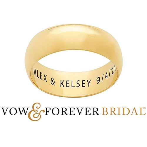 14K Gold over Sterling Inside Engraved Wedding Band (7mm)