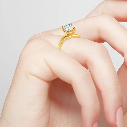 14K Gold over Sterling  Square White Topaz 2-Piece Engraved Wedding Ring Set - Image 3