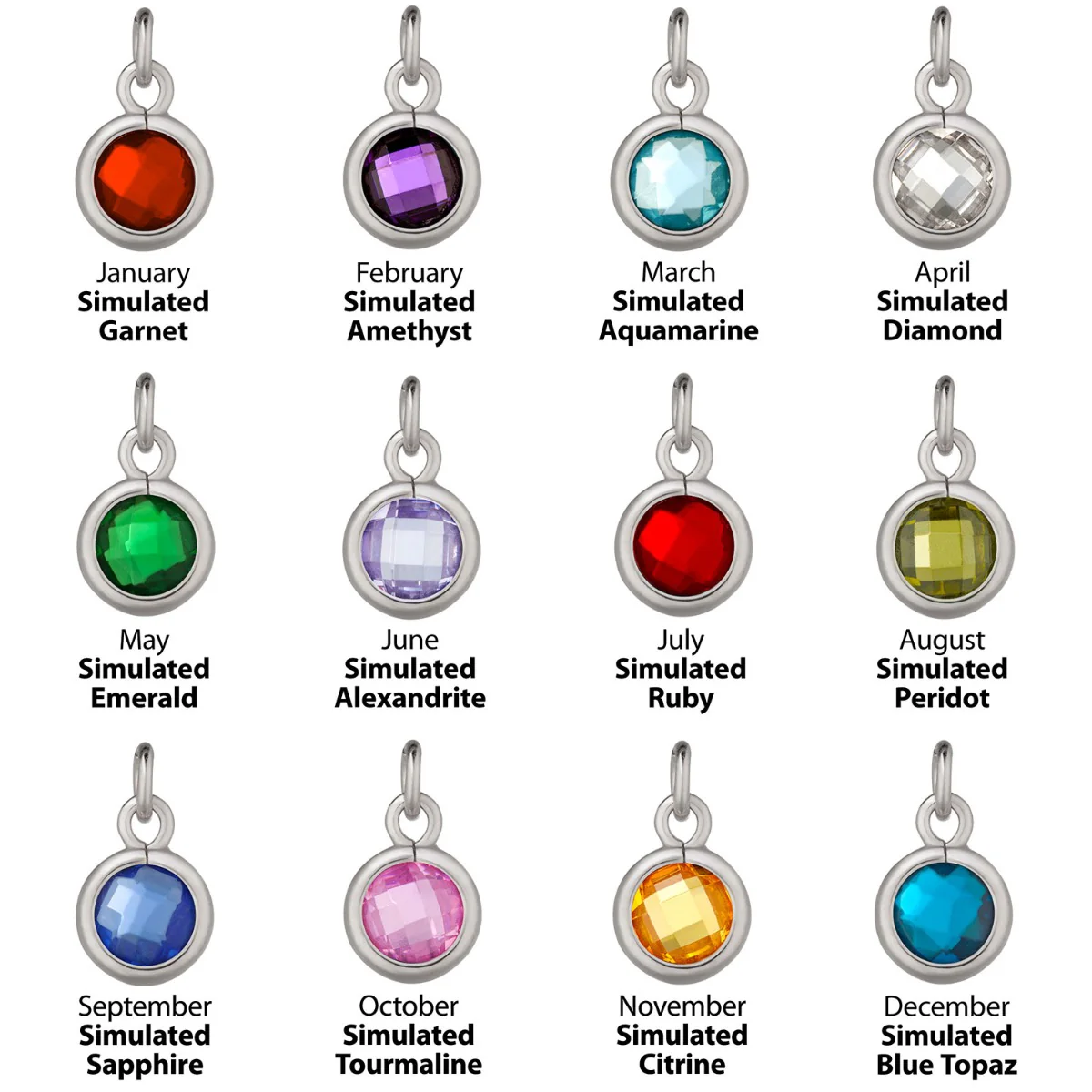 14K Gold over Sterling Station Birthstone Necklace - 2 to 6 Stones - Image 9