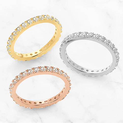 14K Gold over Sterling White Topaz Eternity Band - Image 4