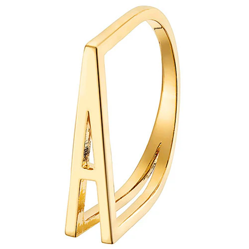 14K Gold Plated Bold Horizontal Initial Ring with Free Hoop Earrings - Image 4