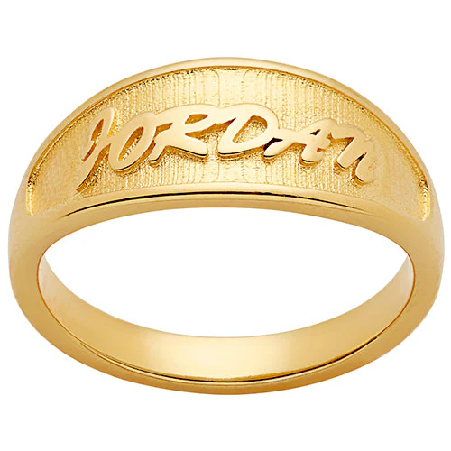 14K Gold Plated Embossed Name Tapered Ring