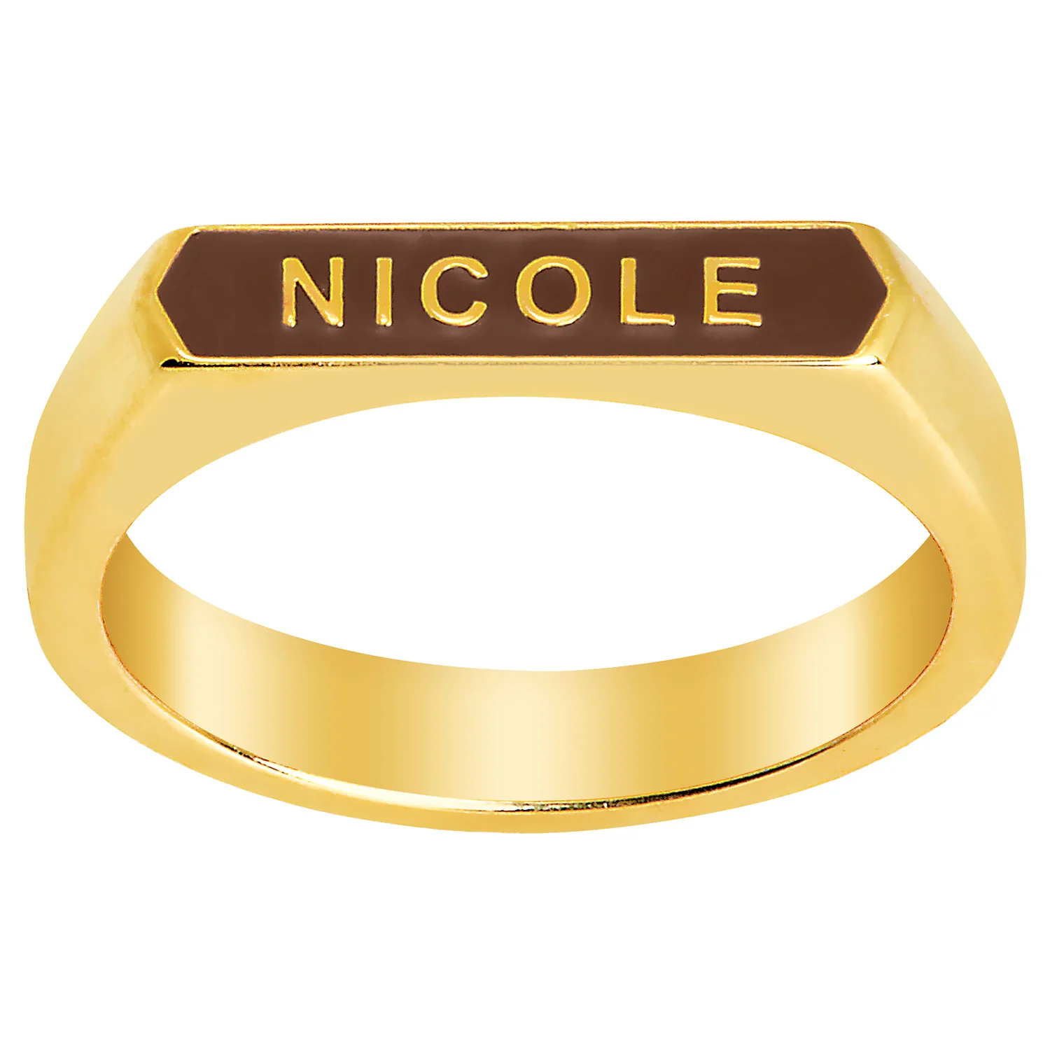 14K Gold Plated Enamel Name Rectangle Ring - New Fall Colors - Image 4
