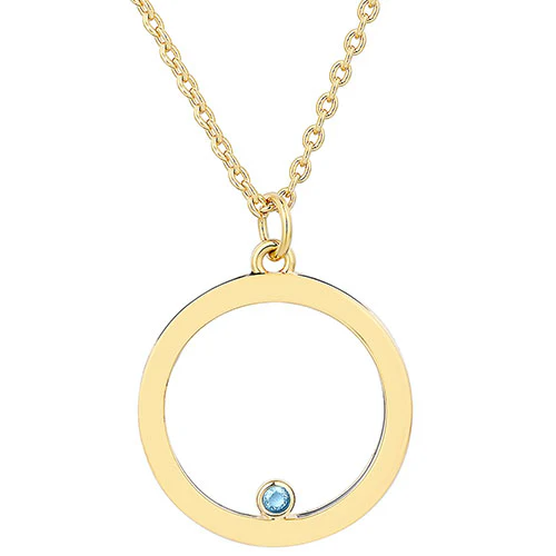 14K Gold Plated Enamel Open Circle with Birthstones Necklace - 1 to 5 stones - Image 7