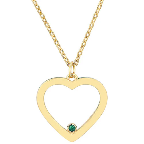 14K Gold Plated Enamel Open Heart with Birthstones Necklace - 1 to 5 stones - Image 7