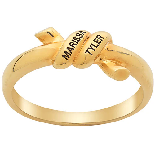 14K Gold Plated Engraved Knot Ring