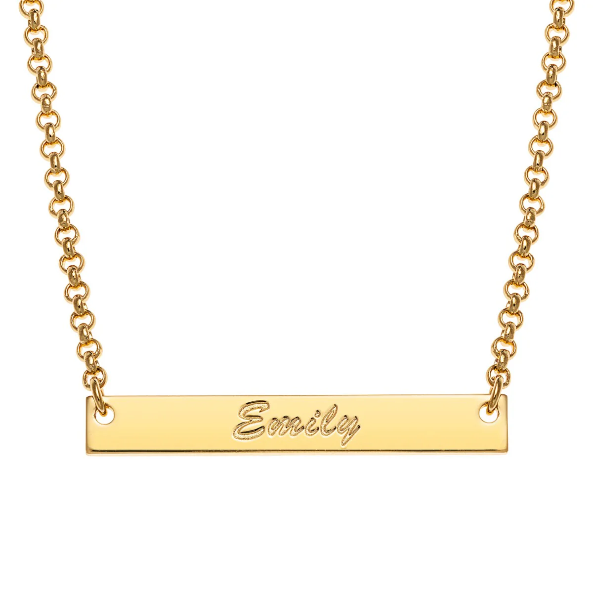 14K Gold Plated Engraved Name Mini Bar Necklace - Image 3
