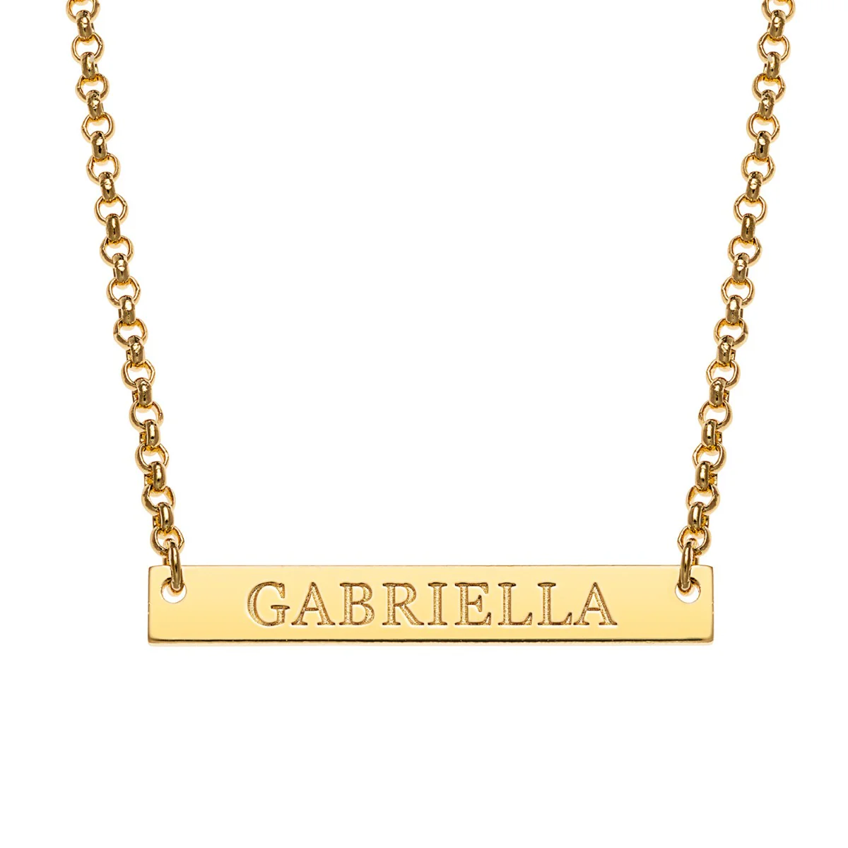 14K Gold Plated Engraved Name Mini Bar Necklace - Image 5