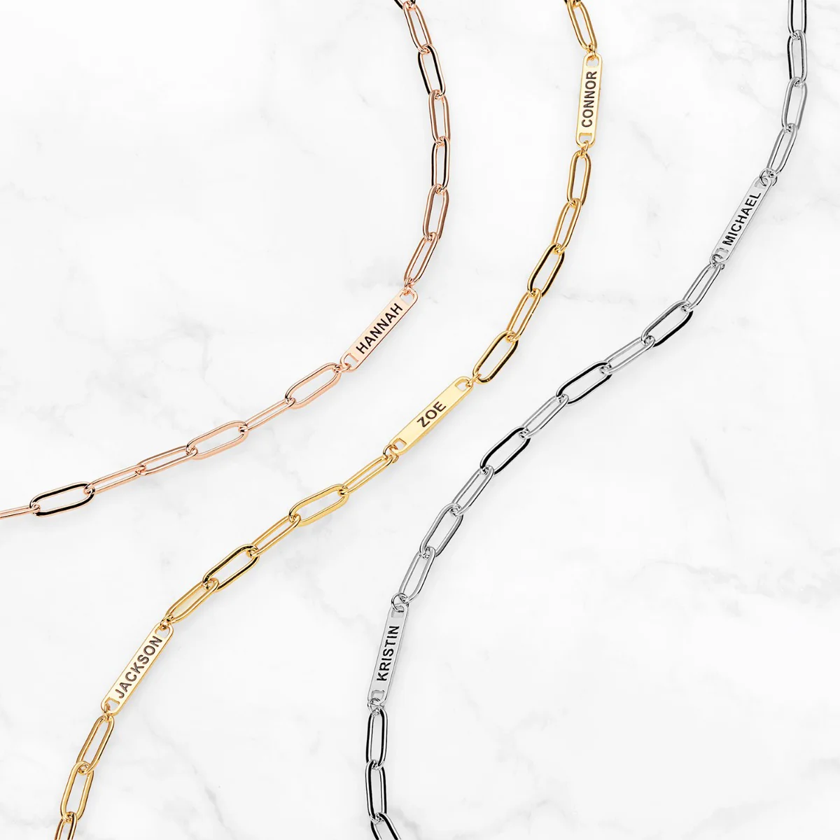 14K Gold Plated Engraved Paperclip Station Necklace - Image 10