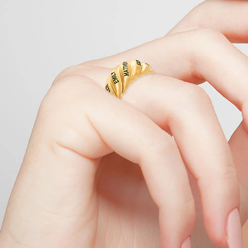 14K Gold Plated Engraved Swirl Dome Ring - Image 3