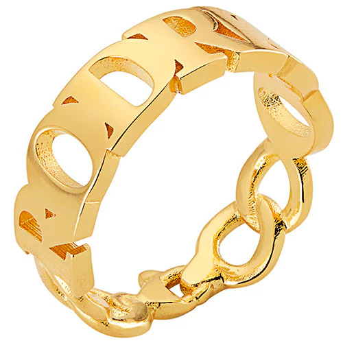 14K Gold Plated Frozen Chain Name Ring - Image 3
