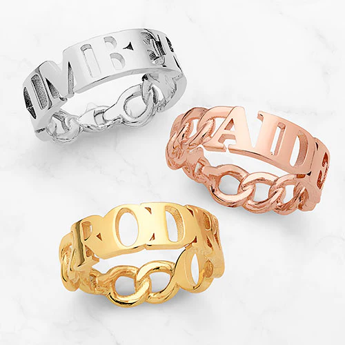 14K Gold Plated Frozen Chain Name Ring - Image 4