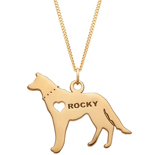 14K Gold Plated German Shepherd Silhouette Necklace