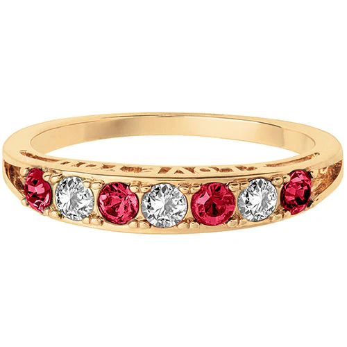 14K Gold Plated I LOVE YOU Simulated Ruby and Clear Crystal Ring - Image 2