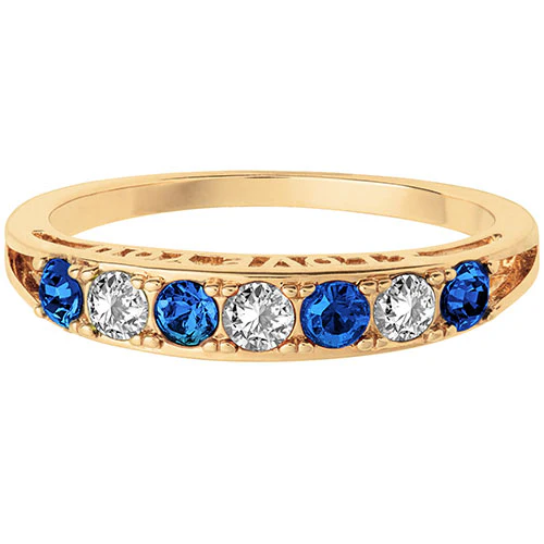 14K Gold Plated I LOVE YOU Simulated Sapphire and Clear Crystal Ring - Image 2