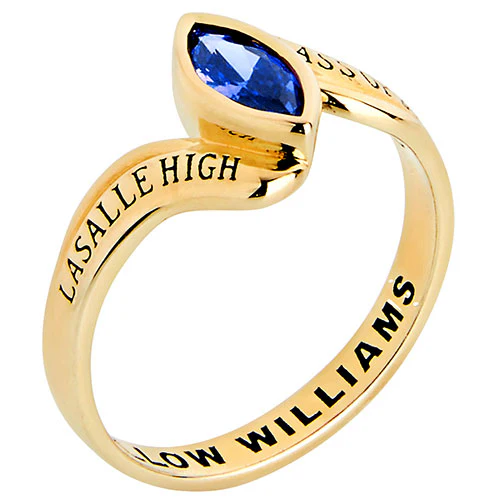 14K Gold Plated Women's Bypass Marquise Birthstone Fashion Class Ring - Image 3