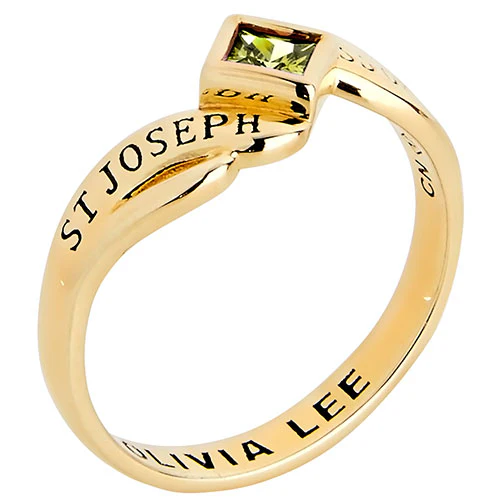 14K Gold Plated Women's Bypass Princess Cut Birthstone Fashion Class Ring - Image 3