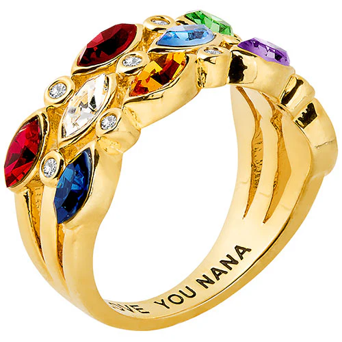 14K Gold Plated Marquise Birthstone with Clear CZ Faux Stack Ring - Image 2