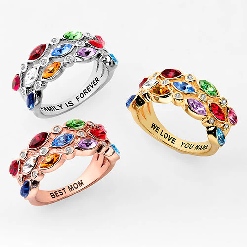 14K Gold Plated Marquise Birthstone with Clear CZ Faux Stack Ring - Image 5
