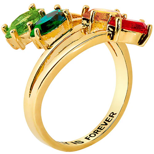 14K Gold Plated Marquise Bypass Birthstone Ring - Image 2