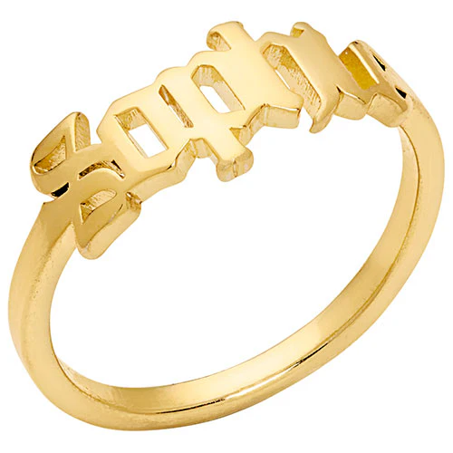 14K Gold Plated New Old English Cutout Name Ring - Image 2