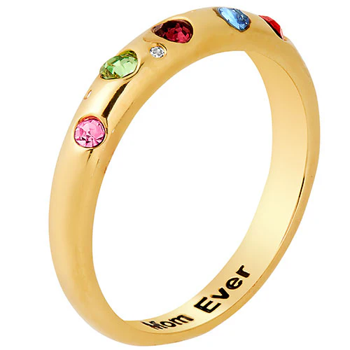 14K Gold Plated Personalized Birthstone Etoile Ring - Image 2