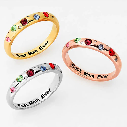 14K Gold Plated Personalized Birthstone Etoile Ring - Image 4