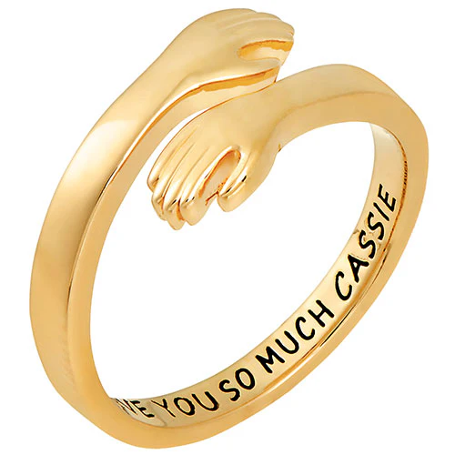 14K Gold Plated Personalized Hug Ring - Image 2