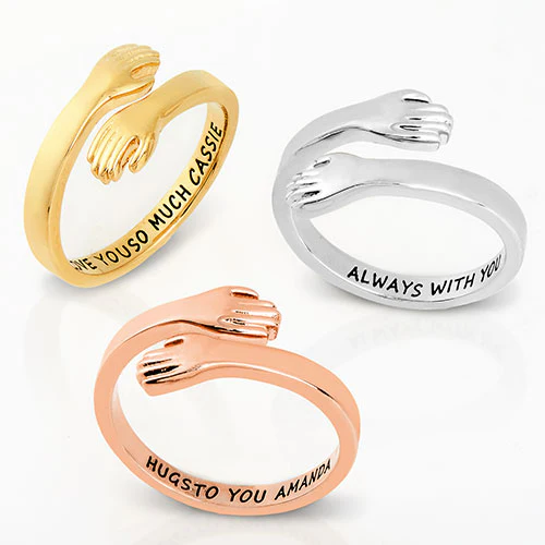 14K Gold Plated Personalized Hug Ring - Image 4
