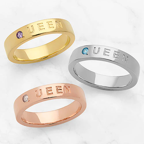 QUEEN 14K Gold Plated Birthstone Empowerment Ring - Image 3