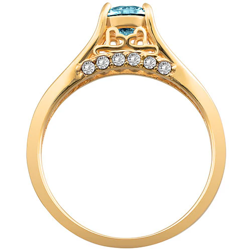 14K Gold Plated Simulated Blue Topaz and Clear Crystal Ring - Image 3