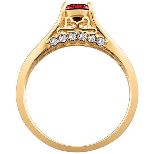 14K Gold Plated Simulated Garnet and Clear Crystal Ring - Image 3
