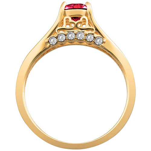 14K Gold Plated Simulated Ruby and Clear Crystal Ring - Image 3