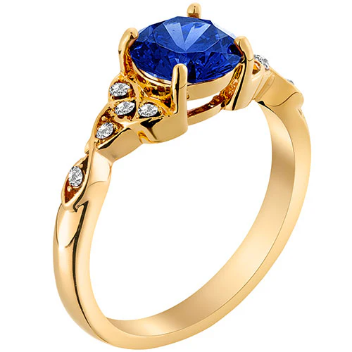 14K Gold Plated Simulated Sapphire and Clear Crystal Trinity Knot Ring - Image 2