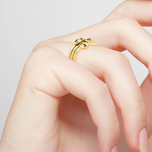 14K Gold Plated Stackable Initial Heart Charm Ring - Set of 3 - Image 4