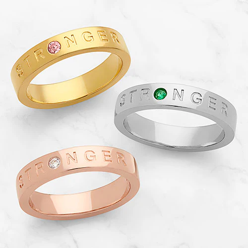 STRONGER 14K Gold Plated Birthstone Empowerment Ring - Image 3