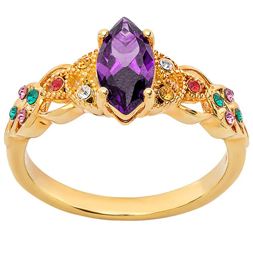 14K Gold Plated Trinity Family Marquise Birthstone Ring