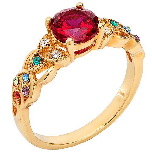 14K Gold Plated Trinity Family Round Birthstone Ring