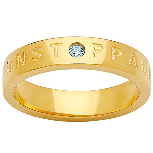 UNSTOPPABLE 14K Gold Plated Birthstone Empowerment Ring