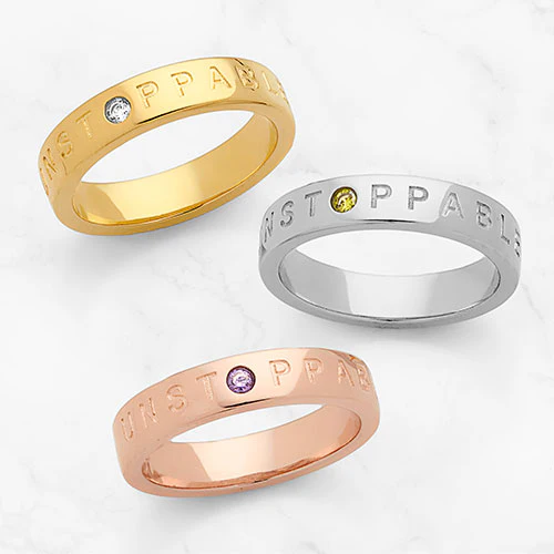 UNSTOPPABLE 14K Gold Plated Birthstone Empowerment Ring - Image 4