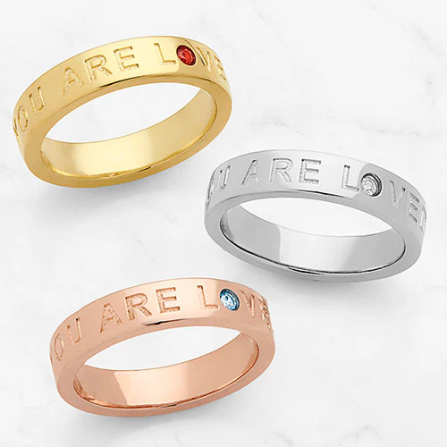 YOU ARE LOVED 14K Gold Plated Birthstone Empowerment Ring - Image 2