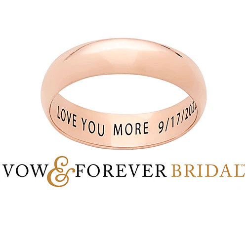 14K Rose Gold over Sterling Inside Engraved Wedding Band (5mm)
