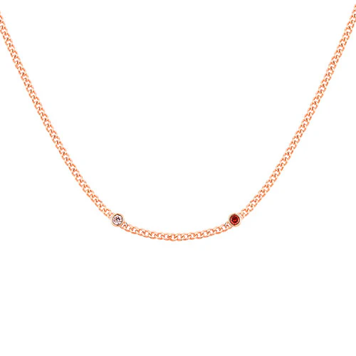 14K Rose Gold Plated Curb Chain with Birthstone Stations Necklace -  2 to 6 stones - Image 3