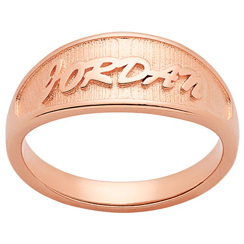 14K Rose Gold Plated Embossed Name Tapered Ring