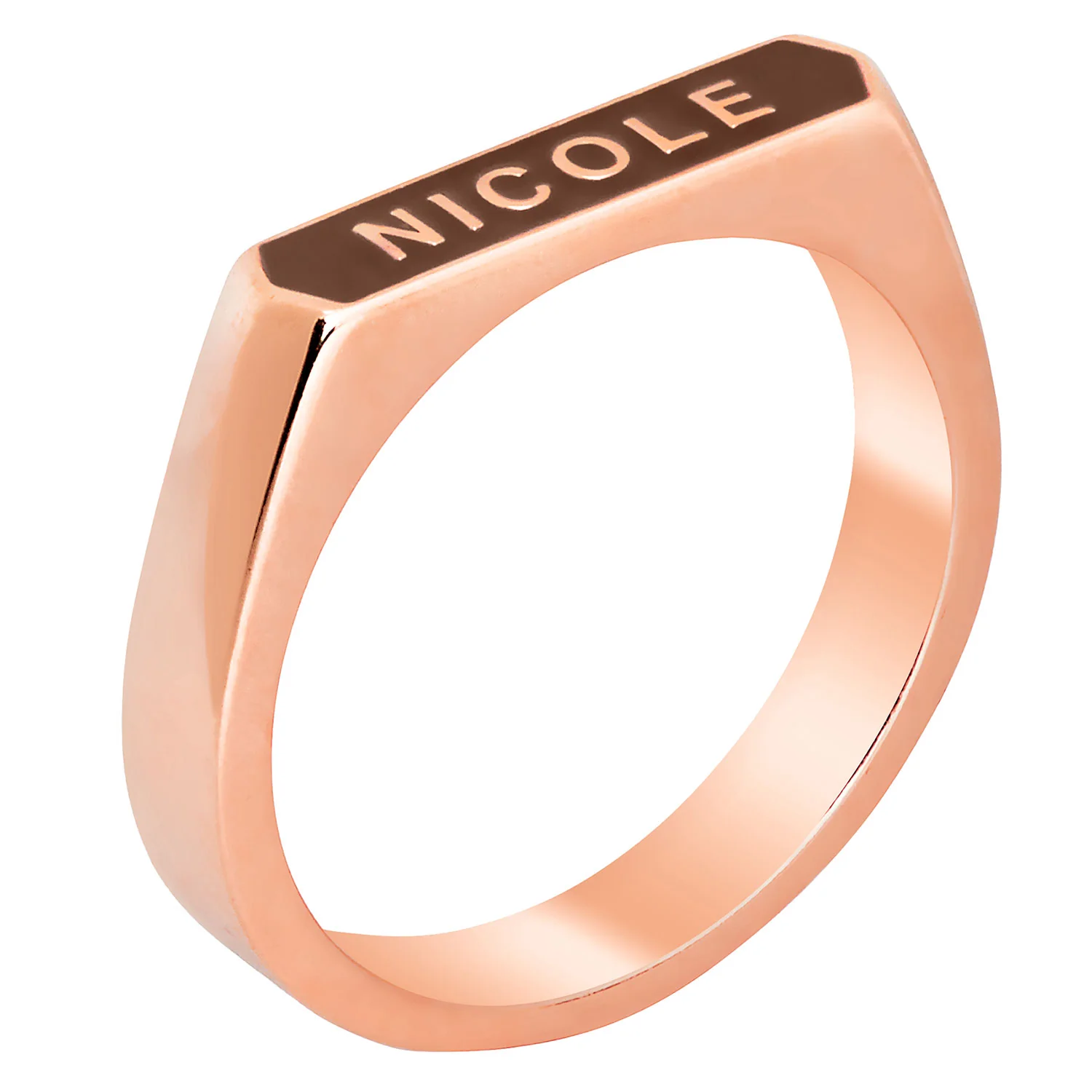 14K Rose Gold Plated Enamel Name Rectangle Ring - New Fall Colors - Image 3