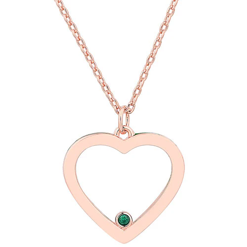 14K Rose Gold Plated Enamel Open Heart with Birthstones Necklace - 1 to 5 stones - Image 7